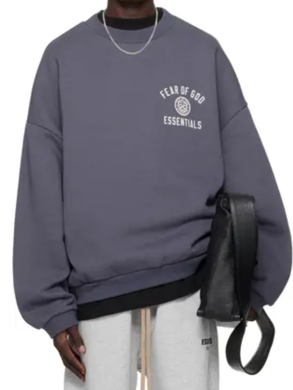 Fear Of God Essentials Marine University Fleece Crewneck Sweatshirt Size Medium - Picture 12 of 12